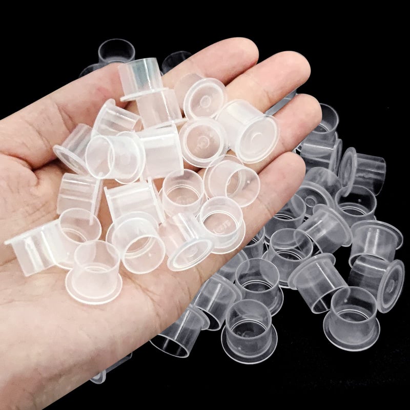 Hatonseyan Tattoo Ink Cups 200PCS 17mm Large Tattoo Pigment Cups With Base Disposable Plastic Ink Caps for Machine Tattoo Supplies Needles - Image 5